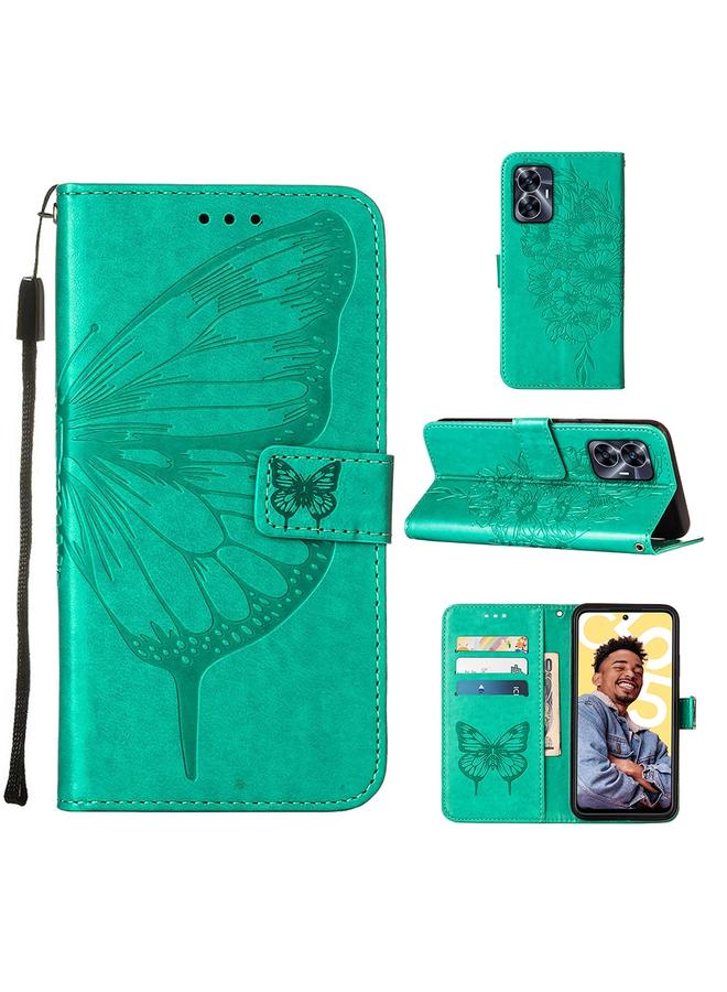 اس-توب جراب هاتف Realme C55 من الجلد المنقوش بنقشة الفراشة - Image 1