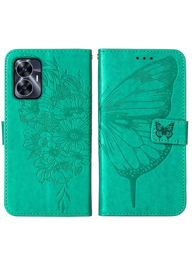 اس-توب جراب هاتف Realme C55 من الجلد المنقوش بنقشة الفراشة - Image 2