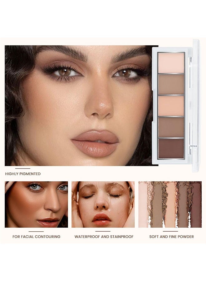 MYHO Neutral Nude Brown Eyeshadow Palette, 5 Cool Neutral Matte Shades – Off White, Beige, Light to Dark Brown – Velvety Finish, Long-Lasting, Natural Everyday Eye Makeup for Brown Eyes, 01# - Image 4