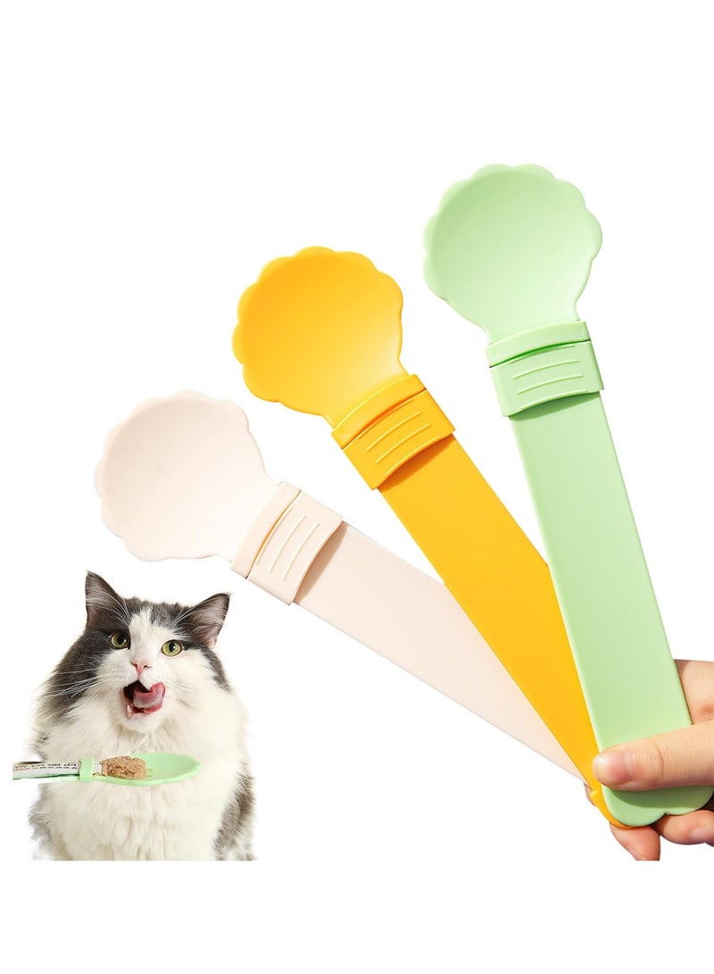 3pcs Cat Strip Feeders, Lickable Cat Strip Squeeze Spoon Multifunctional Cat Wet Treat Dispenser Spoon Cute Shell Shape Cat Food Spoon Cat Stick Feeder for Wet Food Cat Pet Supplies(3 Colors) - Image 1