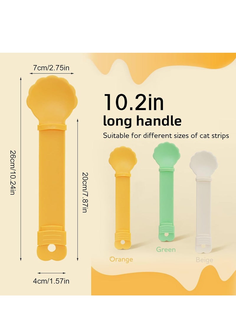 3pcs Cat Strip Feeders, Lickable Cat Strip Squeeze Spoon Multifunctional Cat Wet Treat Dispenser Spoon Cute Shell Shape Cat Food Spoon Cat Stick Feeder for Wet Food Cat Pet Supplies(3 Colors) - Image 3