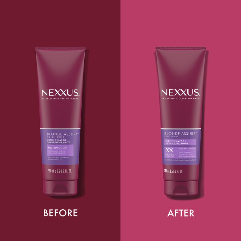 Nexxus Blonde Assure Purple Shampoo, For Blonde Hair Color Care Shampoo, Keratin Protein 8.5 oz - Image 3