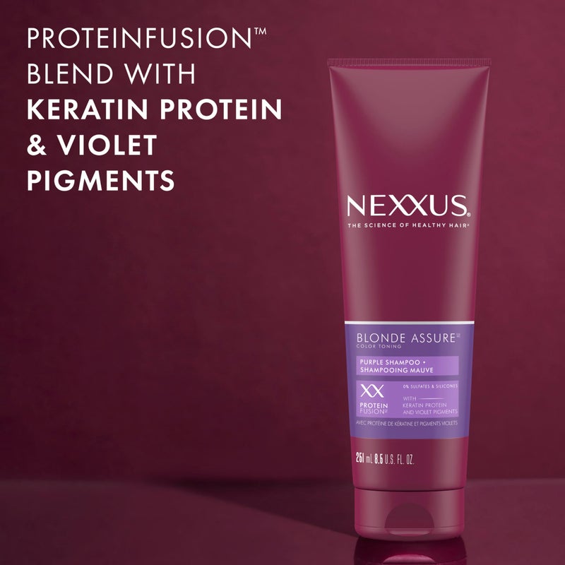 Nexxus Blonde Assure Purple Shampoo, For Blonde Hair Color Care Shampoo, Keratin Protein 8.5 oz - Image 4