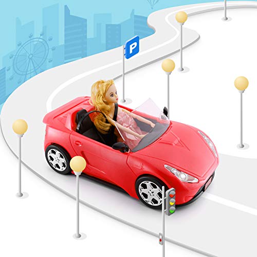 KeepRunning Convertible Car for Dolls Glittering Deep Red Convertible Doll Vehicle with Working Seat Belts Ideal Gift Increase Childrens Fun - Image 5