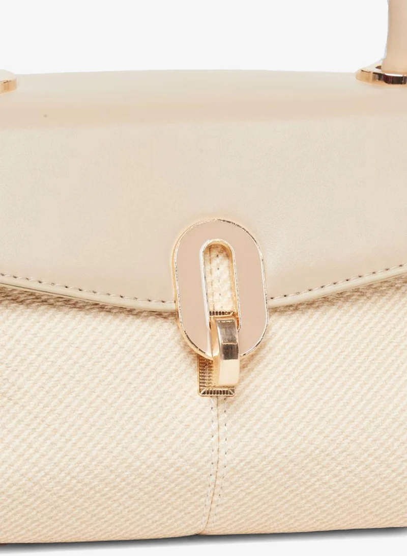 Styli  Beige Textured Satchel Bag for Women | Best Price UAE
