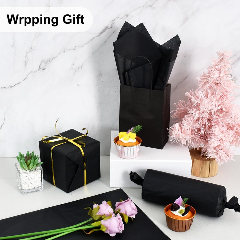 BEISHIDA 100 Sheets Black Tissue Paper Bulk, Wrapping Tissue Paper for Gift Bags, 14 x 20 Inch Gift Wrap for Halloween Birthday Wedding Graduation DIY Crafts Holiday Flowers - Image 3