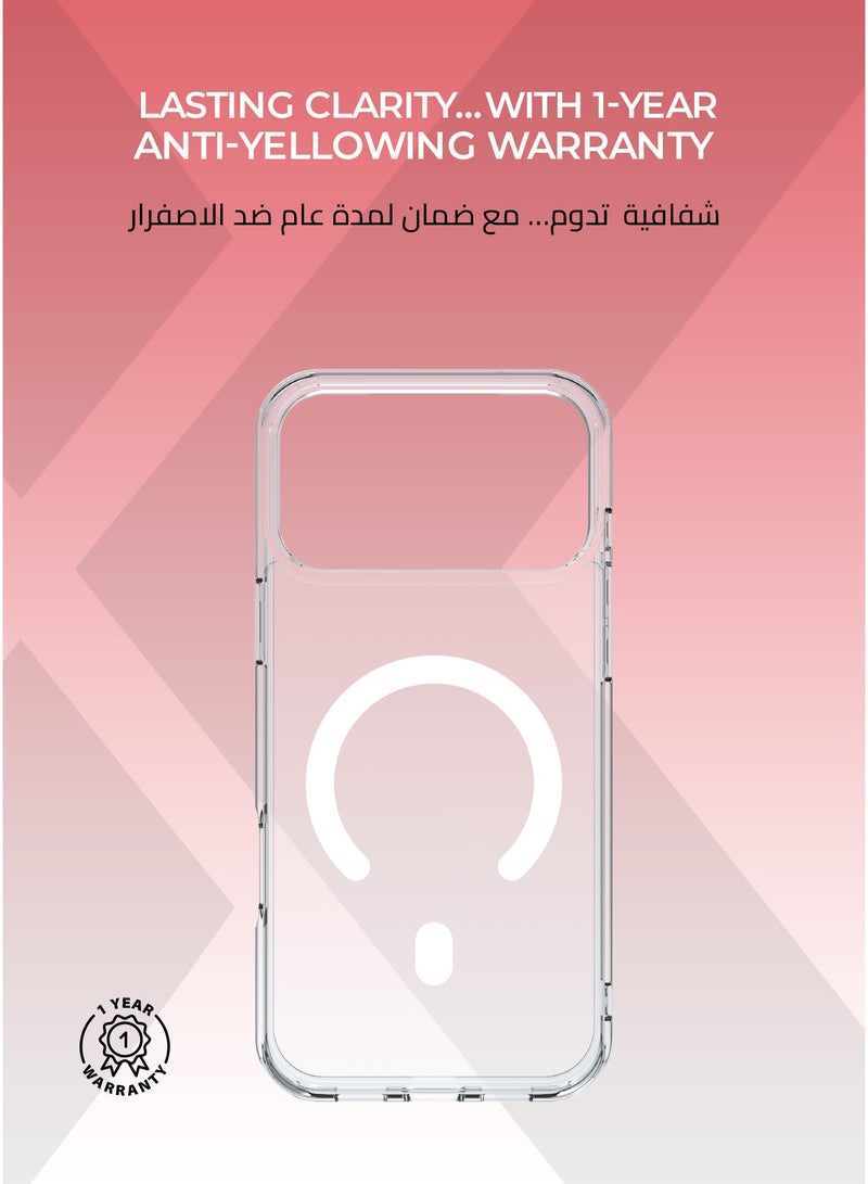 زوندا كفر ايفون17 برو ماج سيف - ضمان لمدة سنة ضد الاصفرار، حماية من السقوط بدرجة عسكرية، تصميم نحيف وشفاف، متوافق مع ملحقات MagSafe. - Image 2