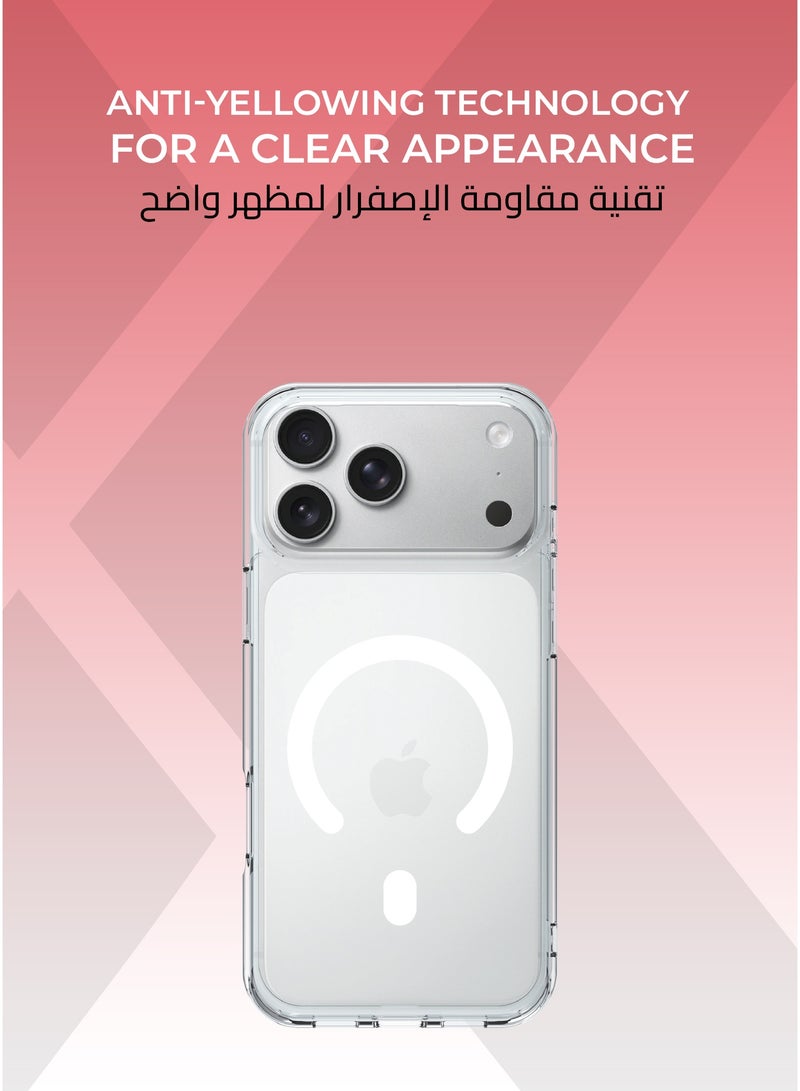 زوندا كفر ايفون17 برو ماج سيف - ضمان لمدة سنة ضد الاصفرار، حماية من السقوط بدرجة عسكرية، تصميم نحيف وشفاف، متوافق مع ملحقات MagSafe. - Image 4