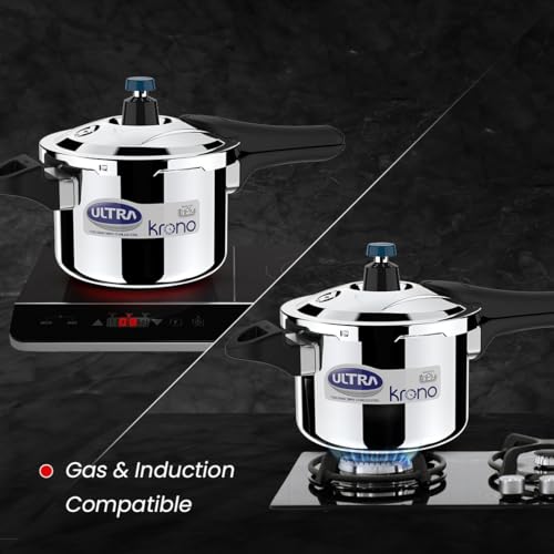 Ultra Triply Krono Pressure Cooker 5.5 Litre | Whistle Counter | Spillage Control | AISI 304 Food Grade Stainless Steel Cooker | 5 Years Warranty | 1.2 MM Lid Thickness | Induction Compatible - Image 3