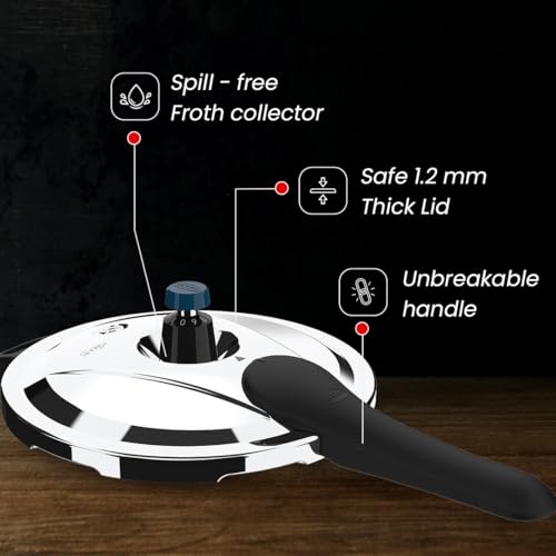 Ultra Triply Krono Pressure Cooker 5.5 Litre | Whistle Counter | Spillage Control | AISI 304 Food Grade Stainless Steel Cooker | 5 Years Warranty | 1.2 MM Lid Thickness | Induction Compatible - Image 5