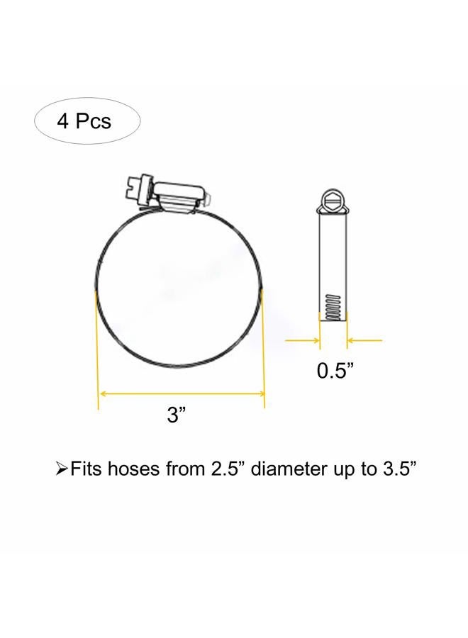 EesTeck 4Pcs 65-89mm Hose Clips Adjustable 304 Stainless Steel Duct Clamps Hose Clamp Pipe Clamp Air Ducting Clamp Worm Drive Hose Clamps - Image 4