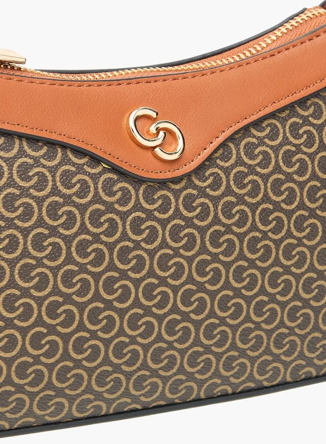 Celeste Women Monogram Print Shoulder Bag with Adjustable Strap and Zip Closure