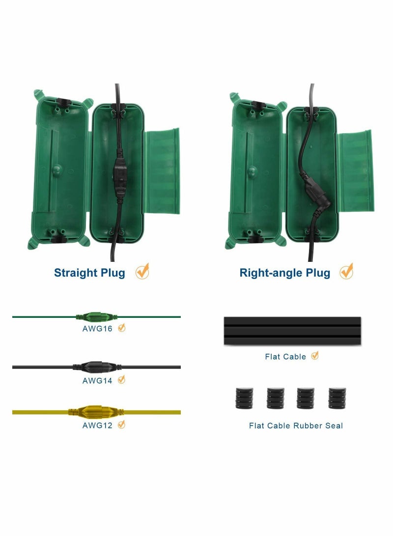 Y&D Extension Cord Safety Cover, IP44 Waterproof Connection Box, Weatherproof Electrical Enclosure Seal to Protect Outdoor Outlet, Plug, Holiday Decoration Light, Fountain, Power Tool, Green  - Image 3