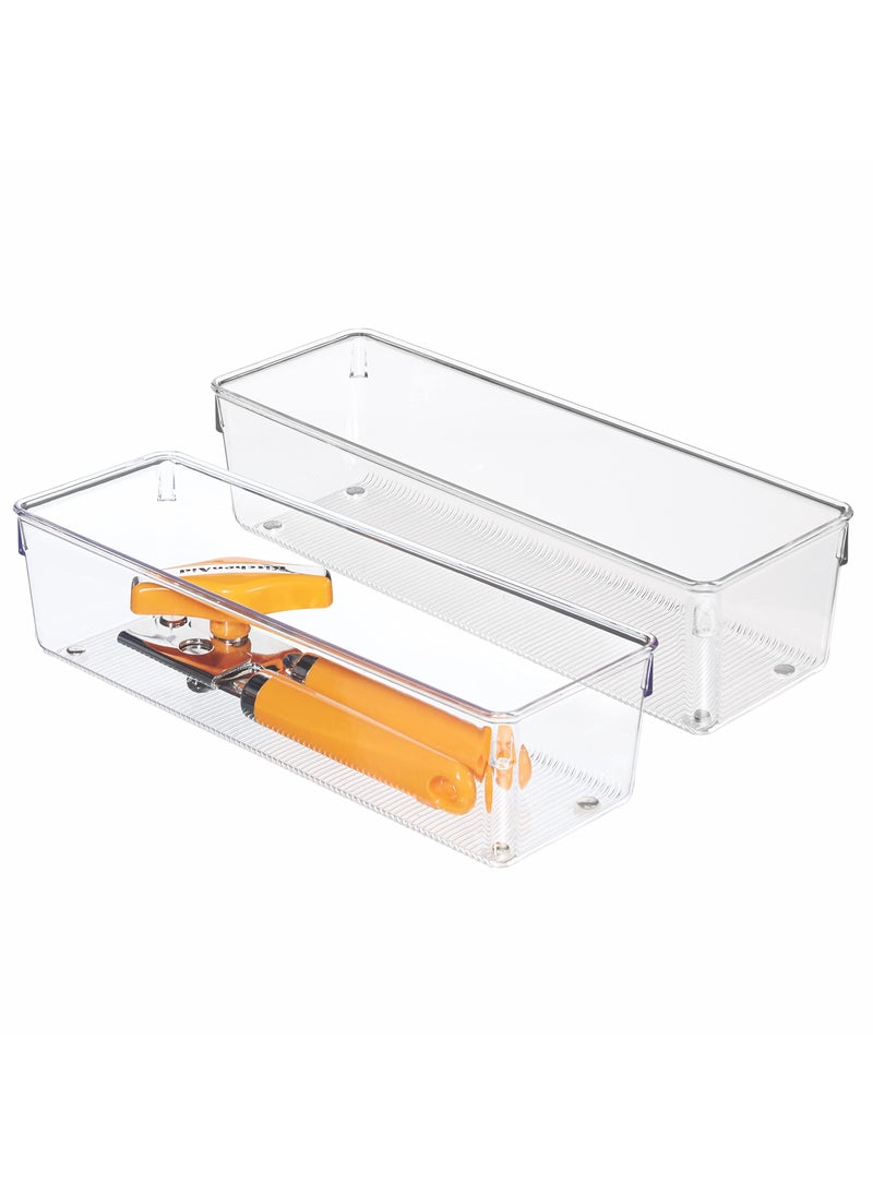 InterDesign iDesign Utensil Holder and Silverware Organizer for Kitchen Utensils and Countertop Storage The Linus Collection  Set of 2 4 x 12 x 3 Clear 