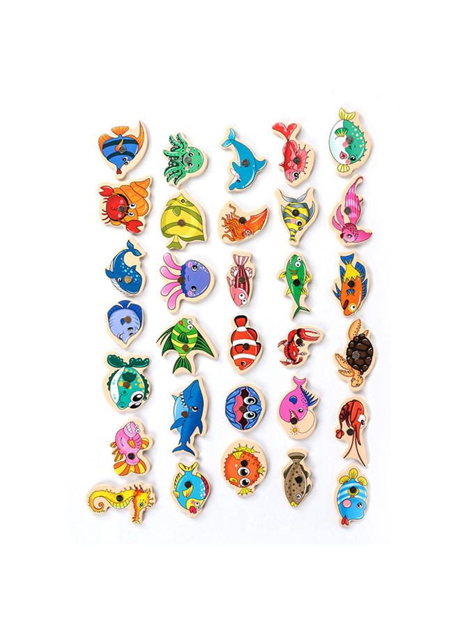 NIBEMINENT Wooden Magnetic Fishing Game Fine Motor Skill Magnet Fish Catching Counting Toy for Preschool  - Image 4