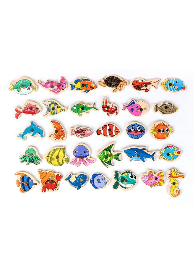 NIBEMINENT Wooden Magnetic Fishing Game Fine Motor Skill Magnet Fish Catching Counting Toy for Preschool  - Image 2