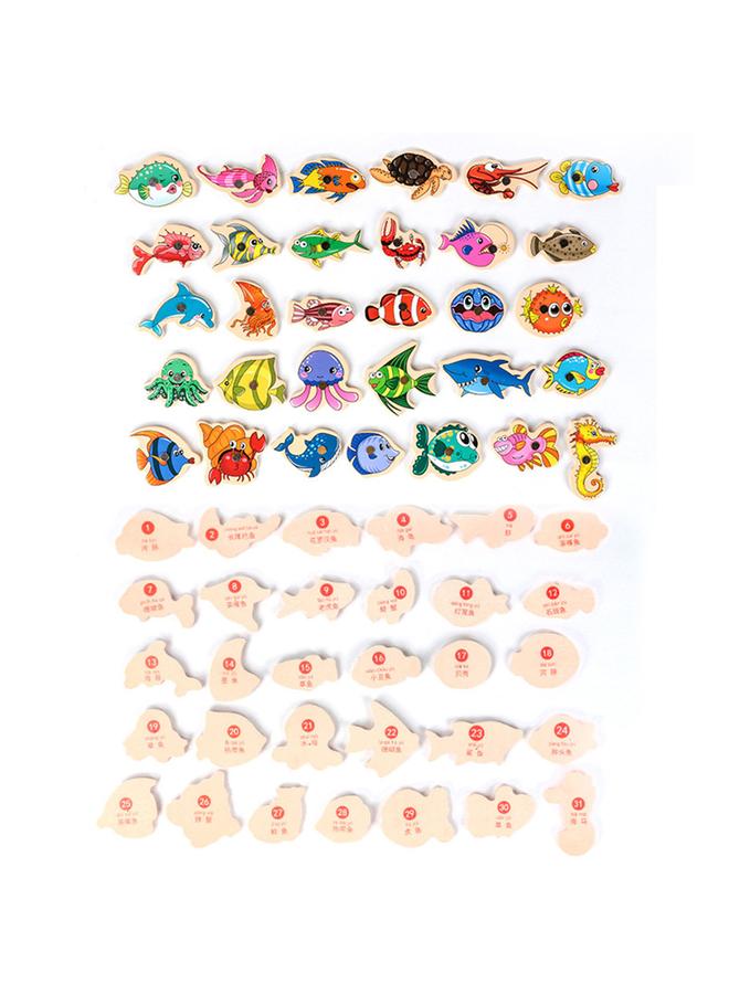 NIBEMINENT Wooden Magnetic Fishing Game Fine Motor Skill Magnet Fish Catching Counting Toy for Preschool  - Image 3