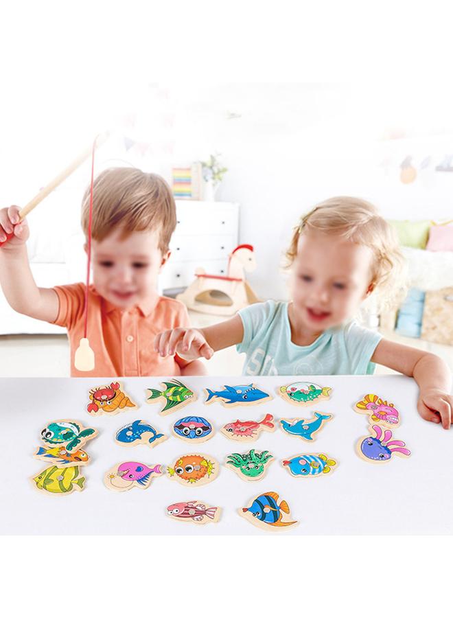 NIBEMINENT Wooden Magnetic Fishing Game Fine Motor Skill Magnet Fish Catching Counting Toy for Preschool  - Image 5