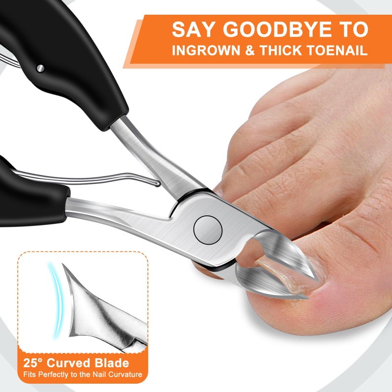 DRMODE Toenail Clippers for Thick Toenails, DRMODE Heavy Duty Toe Nail Clippers for Thick Ingrown Nails for Seniors with Wide Opening, Professional Fingernail Clipper Nail Cutter Trimmer for Men with Catcher - Image 2