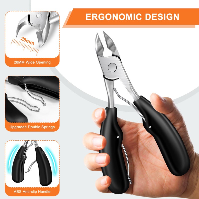 DRMODE Toenail Clippers for Thick Toenails, DRMODE Heavy Duty Toe Nail Clippers for Thick Ingrown Nails for Seniors with Wide Opening, Professional Fingernail Clipper Nail Cutter Trimmer for Men with Catcher - Image 3