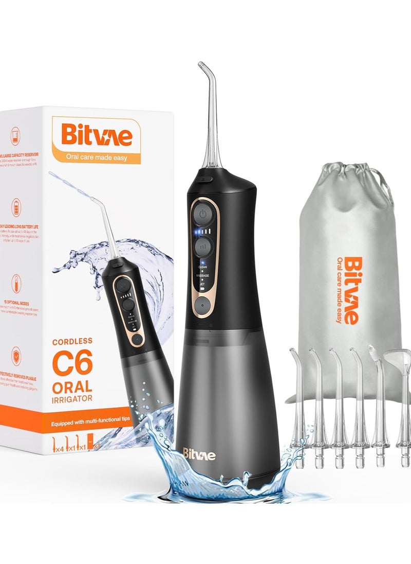 Bitvae - Water Dental Flosser Pick for Teeth, Rechargeable Cordless Flosser, 3 Modes 5 intensities, 300ML Portable With 6 Jet Tips IPX7 Waterproof, 40 Days Powerful Battery Life - Image 1