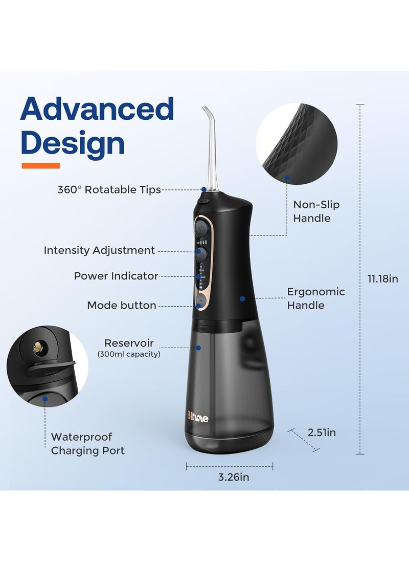 Bitvae - Water Dental Flosser Pick for Teeth, Rechargeable Cordless Flosser, 3 Modes 5 intensities, 300ML Portable With 6 Jet Tips IPX7 Waterproof, 40 Days Powerful Battery Life - Image 1