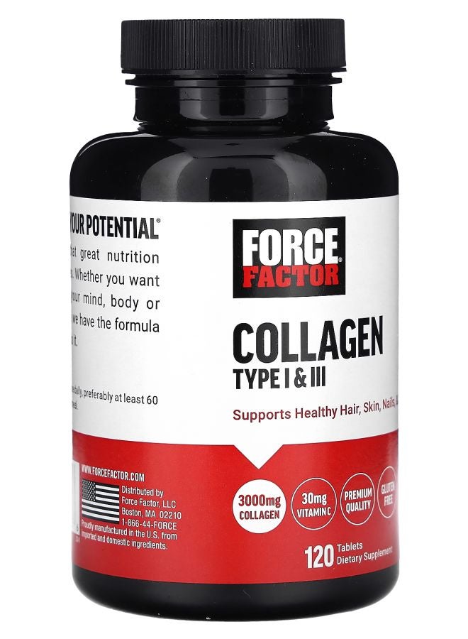 Force Factor Collagen Type I & III 3000 mg 120 Tablets (1000 mg per Tablet) - Image 2