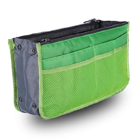 ATOOZED Daily Travel Utility and Toiletries Organizer Inserts Pouch for Girl Women Handbag Tote Multipurpose Storage Compartments Ladies Accessories Hand Bag Purse Green - Image 1