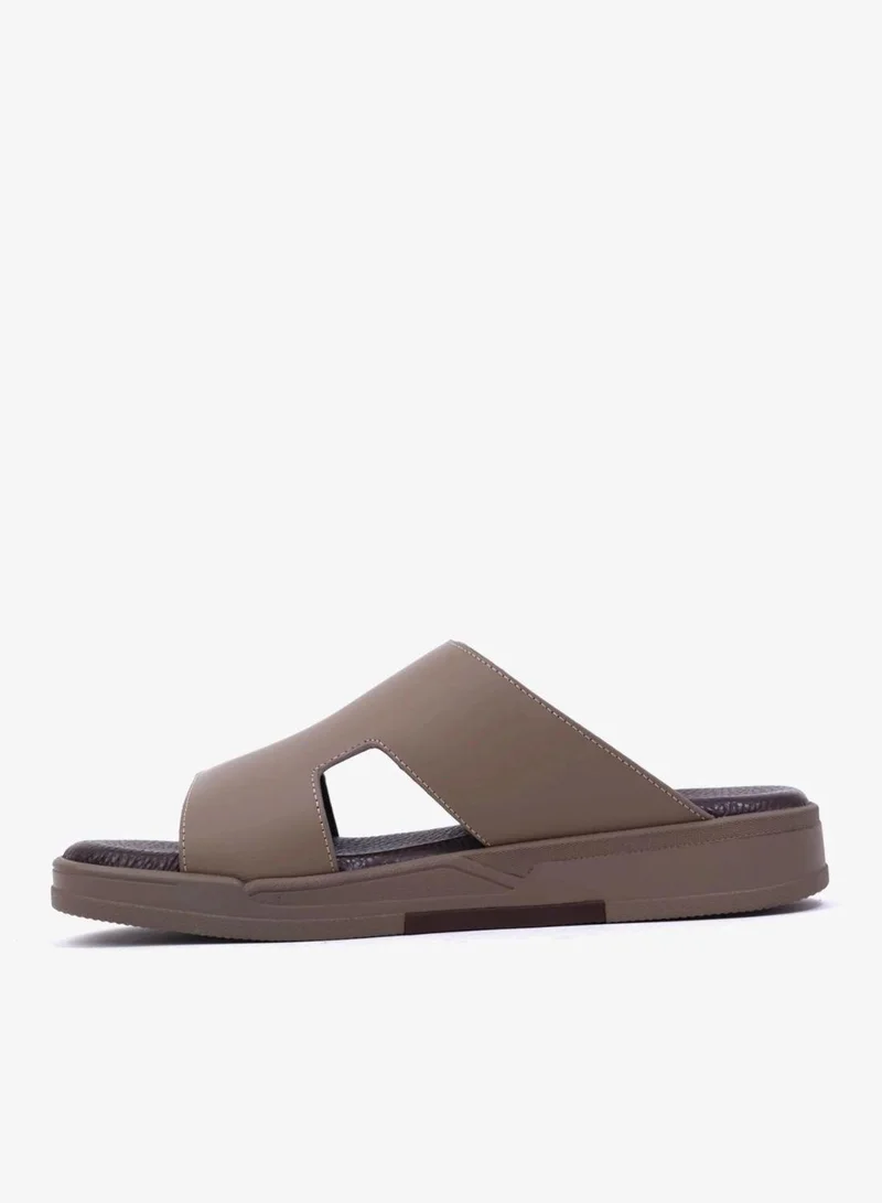 اومو كافالير UOMO CAVALIER Men's Leather Slide Sandals with Cushioned Footbed Stone