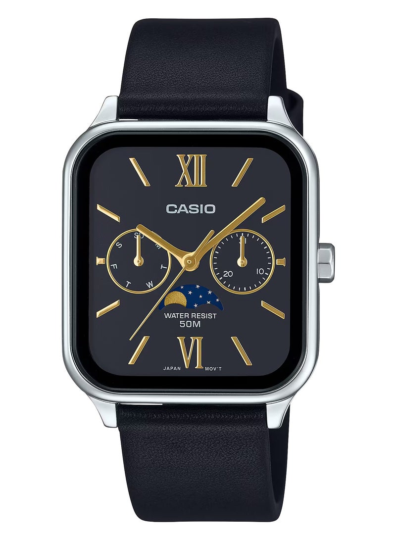 CASIO ساعة رجالية انالوج بحزام جلدي ومينا سوداء MTP-M305L-1A2V - Image 1