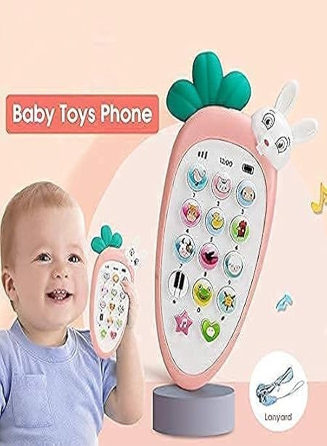 Kimi Rabbit Phone Shape of Carrot Musical Small Phone Toys for Kids Smart Light Birthday Gifts for Boys, Girls - Image 2