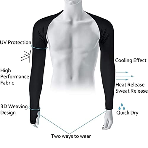 HomTop Cool Shawl Arm Covers 2-Pack Sun Protection with Finger Holes UV Protection Arm Covers for Golf (black) One size fits all - Image 3