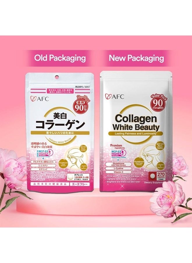 Afc - Japan Collagen White Beauty with Marine Collagen Peptide, Glutathione, L-Cystine - 1.5X Better Absorption Than Other Collagen – for Skin Firmness & Whitening– 90 Days Supply's - Image 1