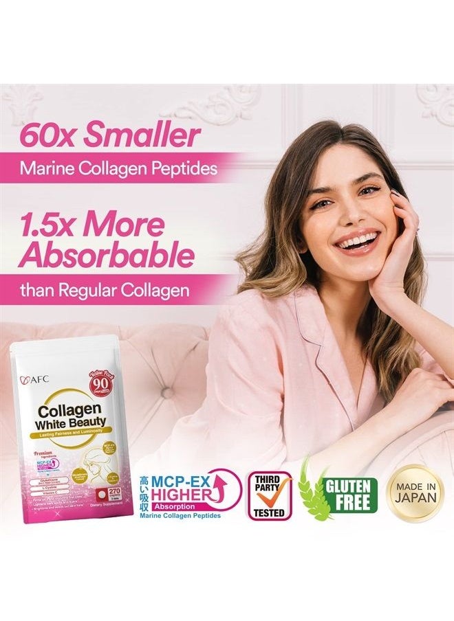 Afc - Japan Collagen White Beauty with Marine Collagen Peptide, Glutathione, L-Cystine - 1.5X Better Absorption Than Other Collagen – for Skin Firmness & Whitening– 90 Days Supply's - Image 1