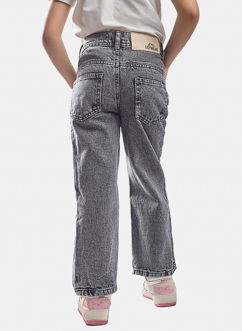EGY WEAR Girls' light  gray  Wide-Leg Jeans - Image 2