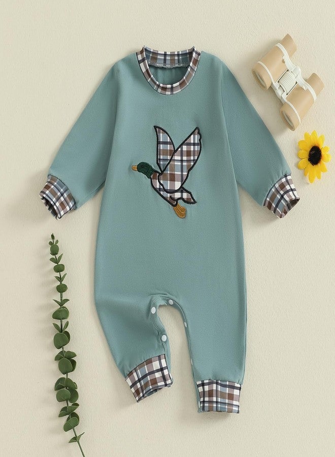 Mieeyali Western Baby Boy Clothes Infant Cowboy Mallard Duck Romper Rodeo Country Hunting Jumpsuit Fall Winter Outfit (Green, 3-6 Months) - Image 4