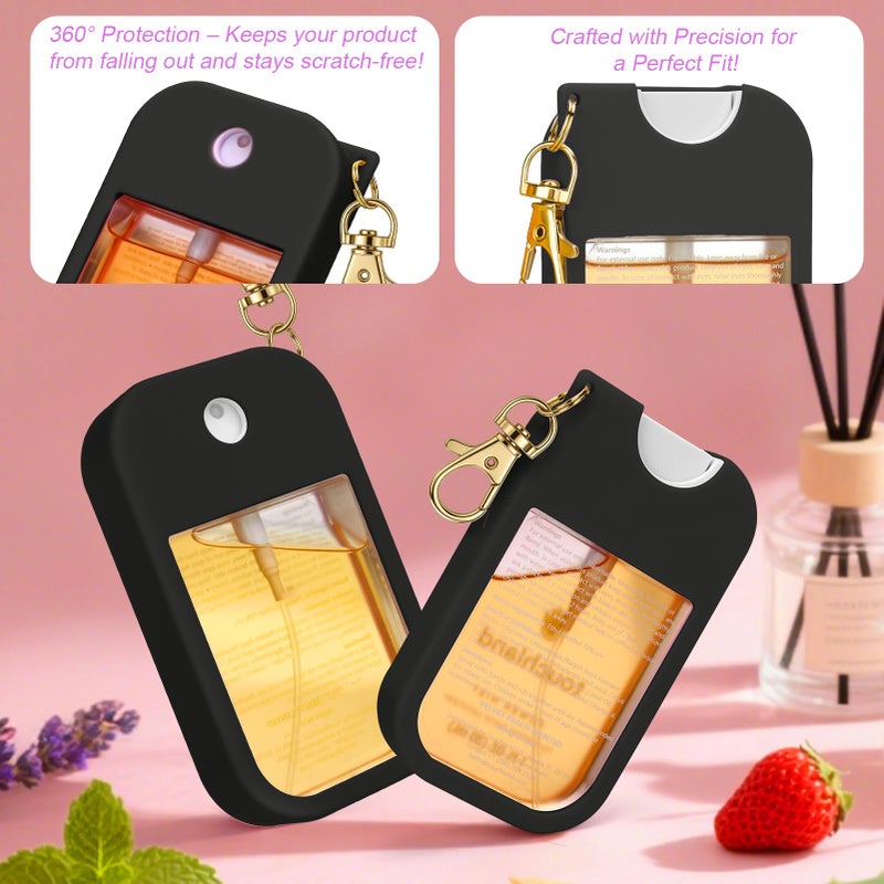 AIERSA Hand Sanitizer Spray Case Compatible with Touchland, Silicone Hand Sanitizer Case Holder with Keychain for Touch Land Mist 1FL. OZ (Black) - Image 2