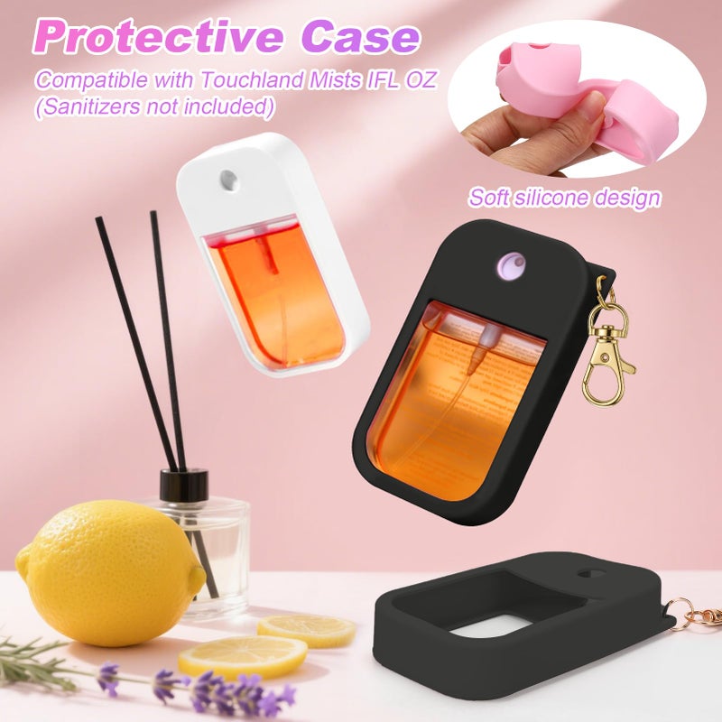 AIERSA Hand Sanitizer Spray Case Compatible with Touchland, Silicone Hand Sanitizer Case Holder with Keychain for Touch Land Mist 1FL. OZ (Black) - Image 4