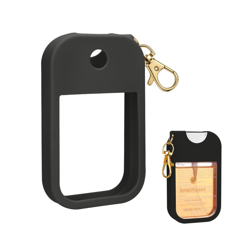 AIERSA Hand Sanitizer Spray Case Compatible with Touchland, Silicone Hand Sanitizer Case Holder with Keychain for Touch Land Mist 1FL. OZ (Black) - Image 1