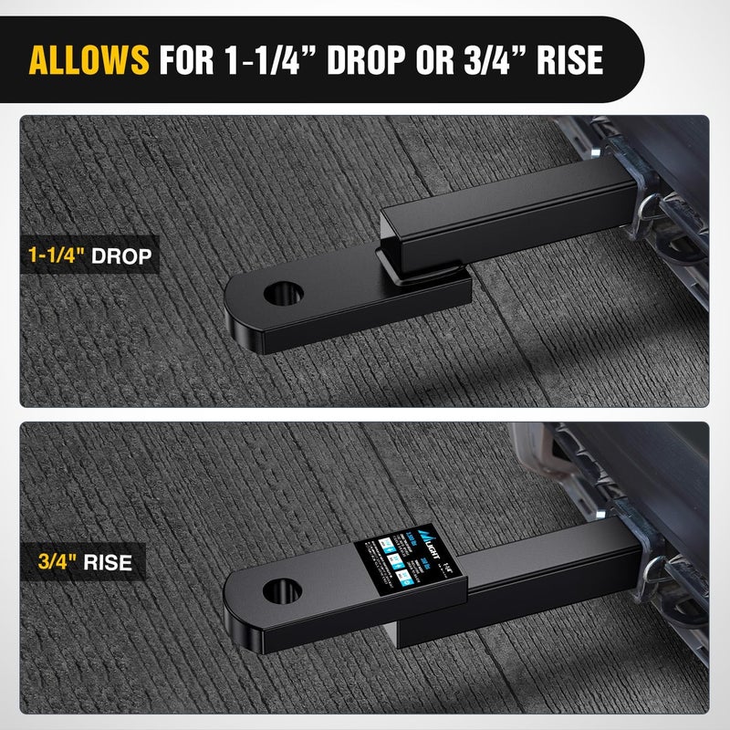Nilight Trailer Hitch Mount Fits 1-1/4" Receiver Tubes 3500 lbs 3/4-Inch Hole 1-1/4" Drop 3/4" Rise Not Include Hitch pin - Image 5