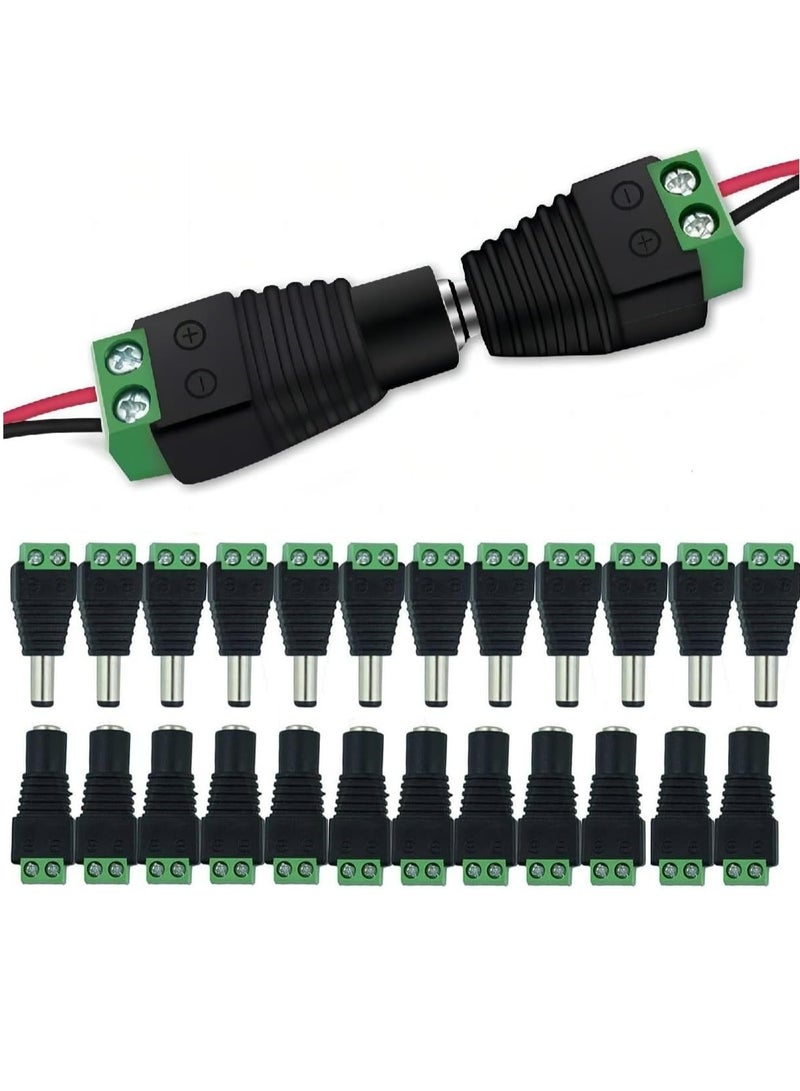 Oasisgalore 24 Pcs 12V DC Power Barrel Connectors Adapter Plug Jack 5.5mm x 2.1mm (12 x Male + 12 x Female)  - Image 1