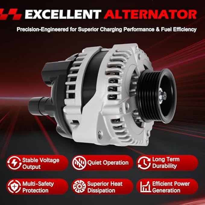 Autodevil Alternator 13918 New 130A 12V for 3.5L V6 for Odyssey 2002-2004, Pilot 2003-2004, MDX 2001-2002, Automotive Replacement Alternators OE 13918N, 1042103090, 1042103091 - Image 4