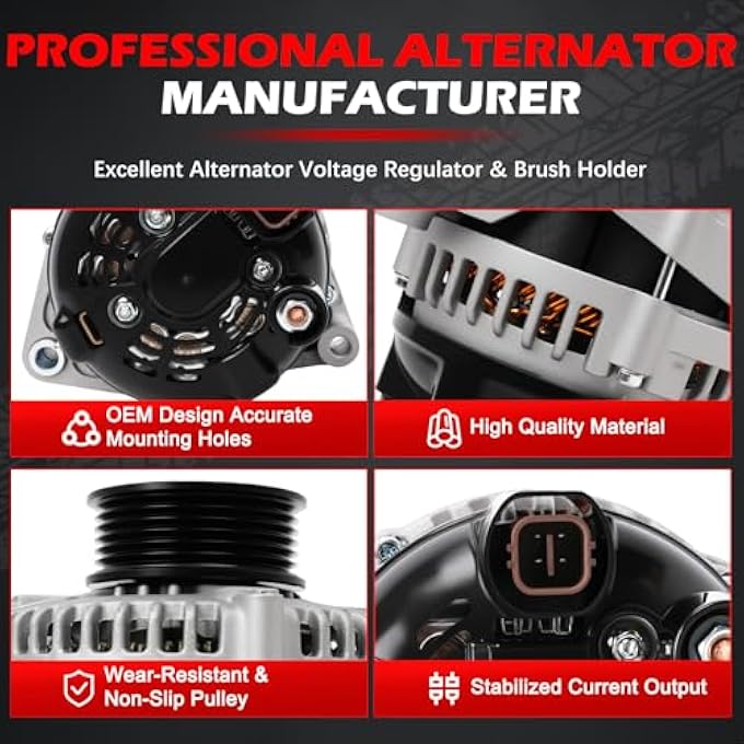 Autodevil Alternator 13918 New 130A 12V for 3.5L V6 for Odyssey 2002-2004, Pilot 2003-2004, MDX 2001-2002, Automotive Replacement Alternators OE 13918N, 1042103090, 1042103091 - Image 5