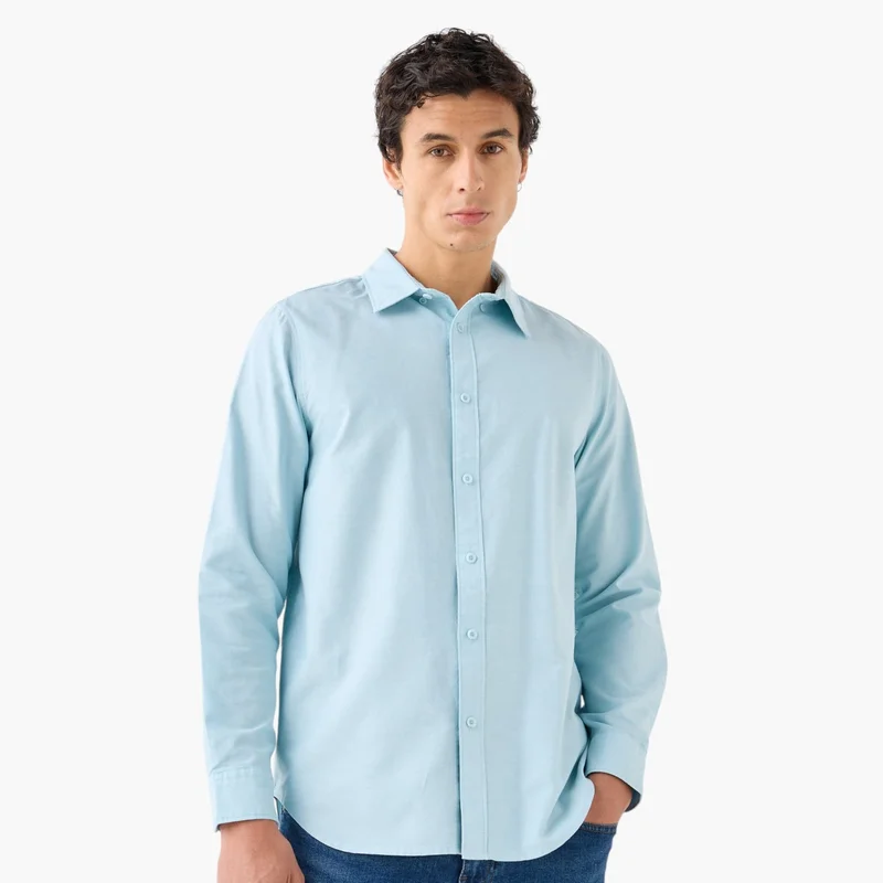 Splash FAV Men's Button Down Collar Textured Long Sleeves Shirt