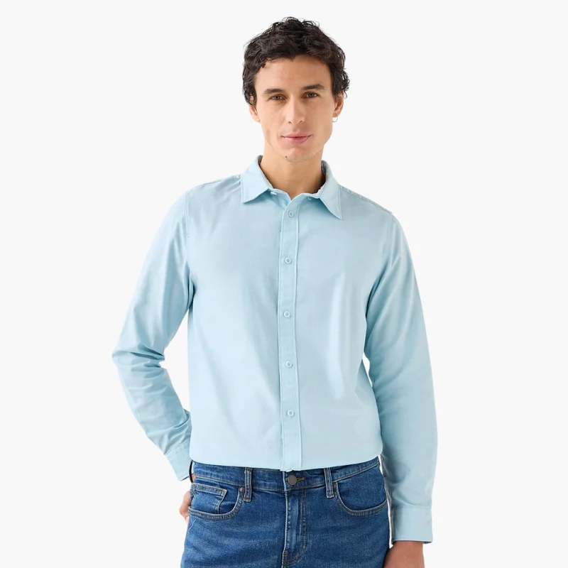 Splash FAV Men's Button Down Collar Textured Long Sleeves Shirt