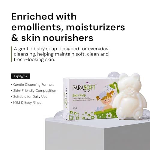 Parasoft Baby Soap 75 g (Pack of 4) – Gentle Moisturizing Baby Bath Soap with Emollients & Skin Nourishers | Mild Cleansing Soap for Baby Skin - Image 2