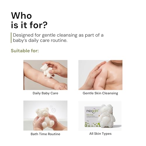 Parasoft Baby Soap 75 g (Pack of 4) – Gentle Moisturizing Baby Bath Soap with Emollients & Skin Nourishers | Mild Cleansing Soap for Baby Skin - Image 5