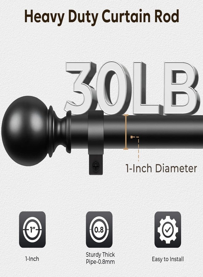 Zeerobee Curtain Rods for Windows 48 to 84, 1 Inch Adjustable Heavy Duty Black Curtain Rod, Outdoor Indoor Room Divider Modern Drapery Pole, 48-86" - Image 3