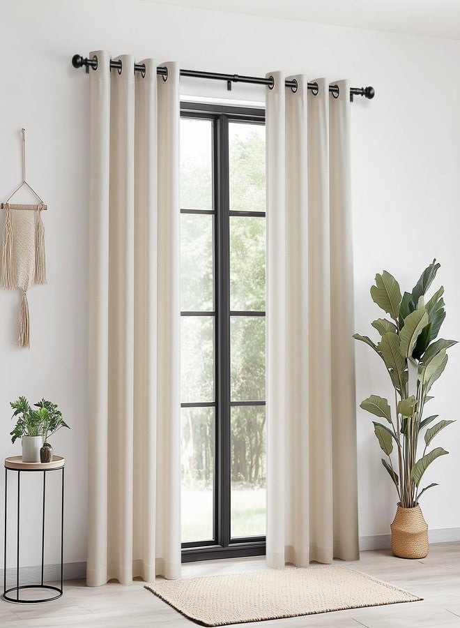 Zeerobee Curtain Rods for Windows 48 to 84, 1 Inch Adjustable Heavy Duty Black Curtain Rod, Outdoor Indoor Room Divider Modern Drapery Pole, 48-86" - Image 2