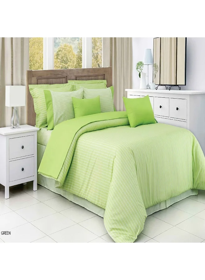 Cannon 6-Piece Striped Printed King Size Comforter Set Green 13 x 22 x 24 cm CNON CK6PCWSTDX